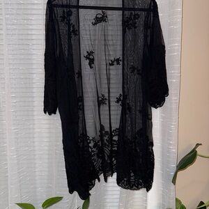 Torrid Black Skull/Floral Lace Duster